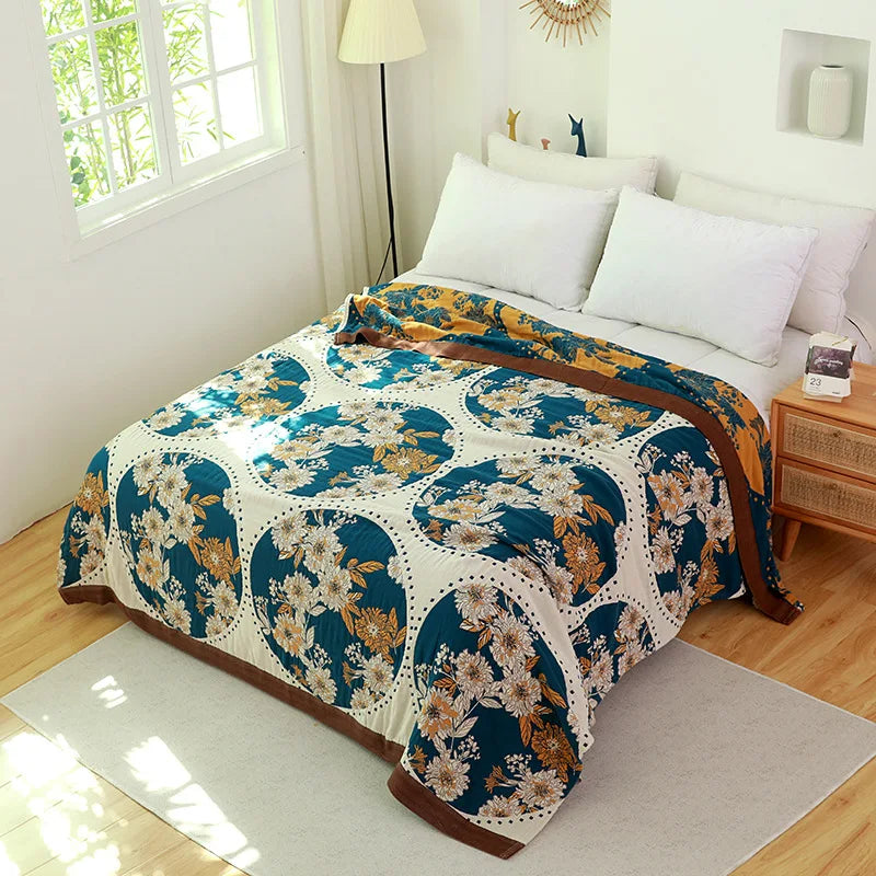 DecorBites™ Cotton Gauze Towel Blanket - Double Sided Yarn-Dyed Jacquard for Adult and Children