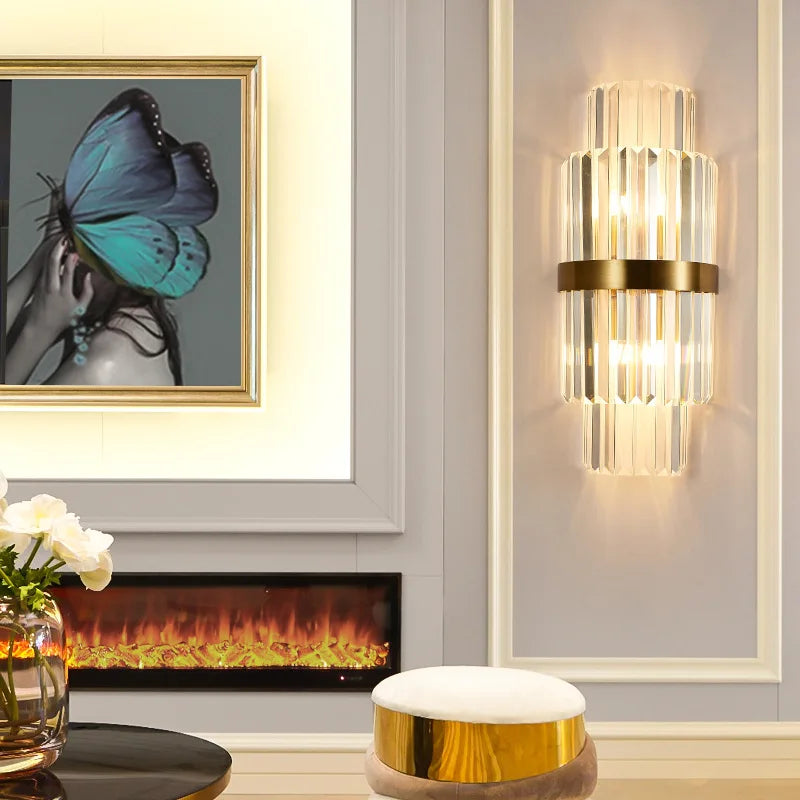 DecorBites™ Gold Crystal LED Wall Lights for Bedroom Decoration