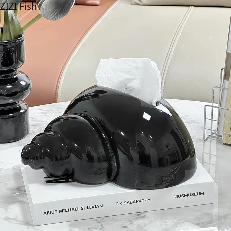 DecorBites™ Conch Ceramic Tissue Box: Charming Table Decoration & Paper Towel Case