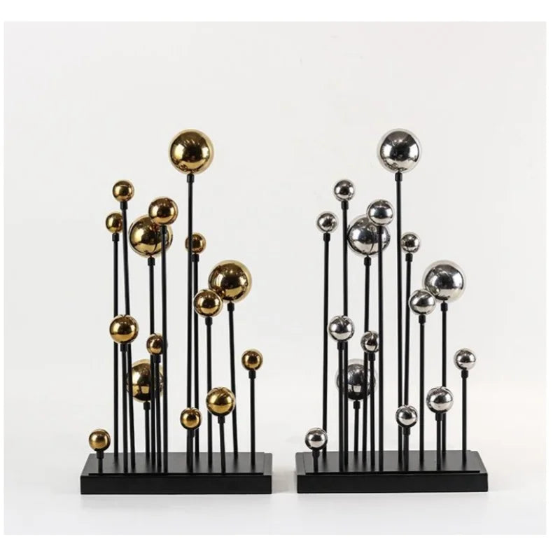 DecorBites™ Geometric Golden Ball Ornaments - Abstract Metal Decorations