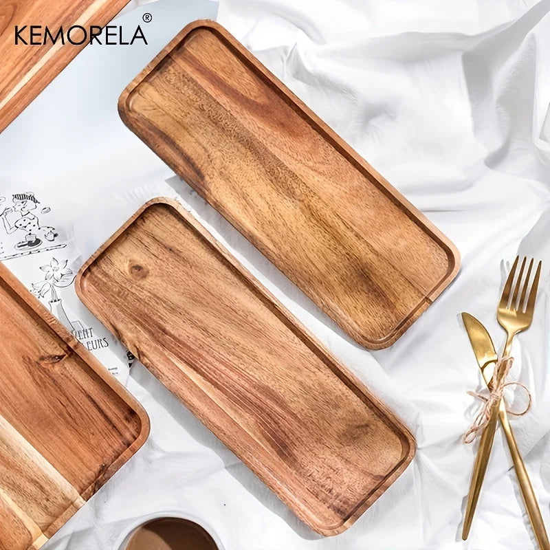DecorBites™ Acacia Wood Coffee Tray | Versatile Food Serving Tray for Desserts and Tea