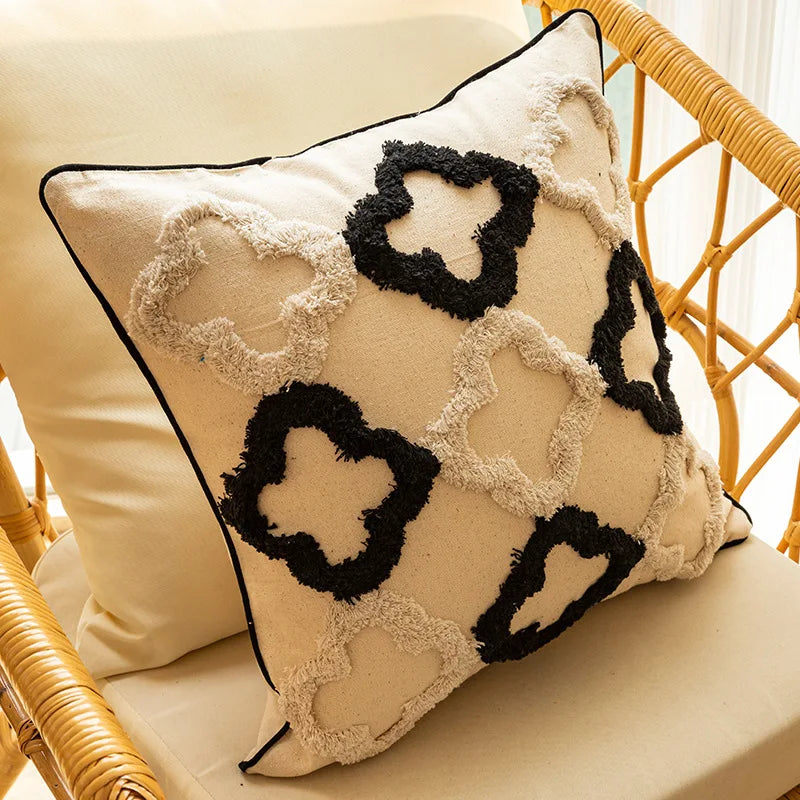 DecorBites™ Geometric Embroidered Cushion Cover - Elegant Home Sofa Decoration