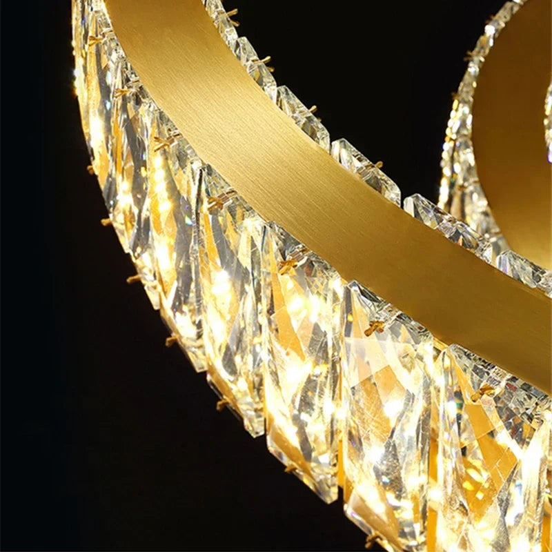 DecorBites™ Crystal Round Ceiling Chandelier LED Pendant for Kitchen Dining Room Villa