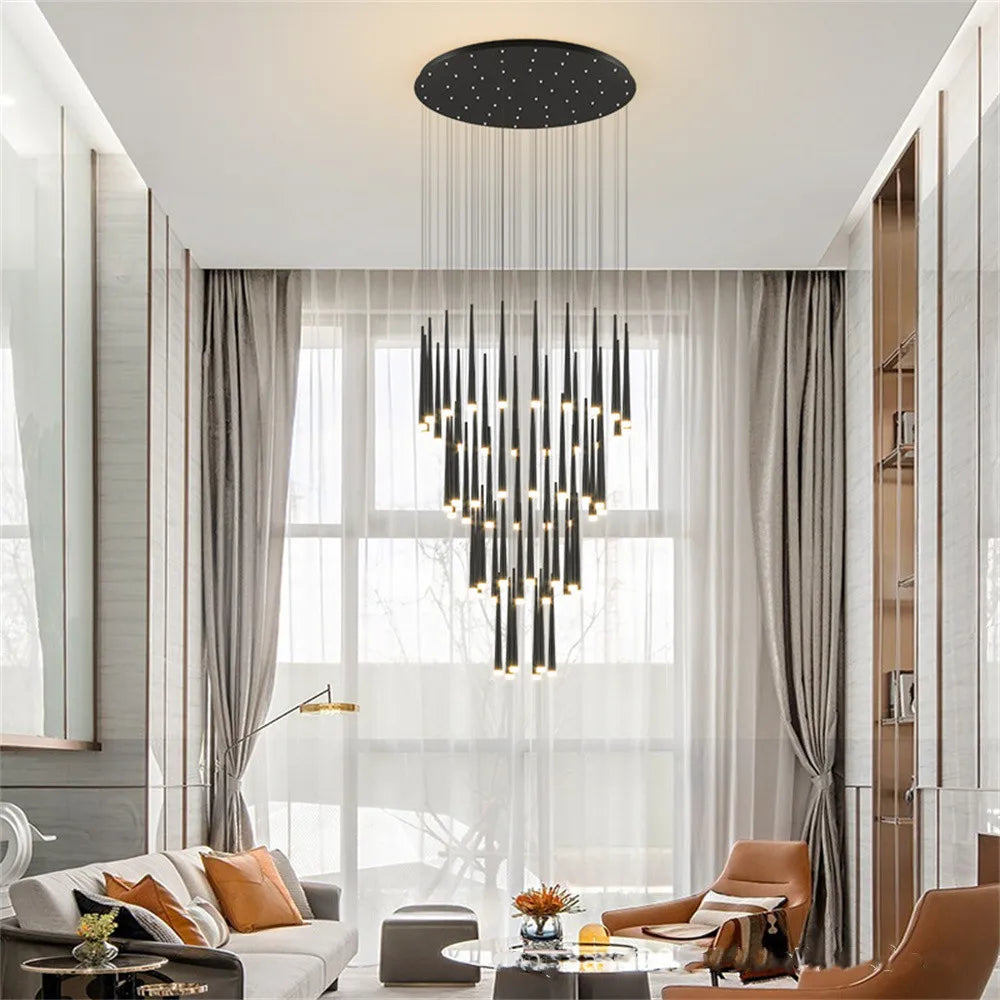 DecorBites™ Conical Chandelier Stair Lamp Modern Simple Villa Restaurant Kitchen Bedroom Bar Lighting