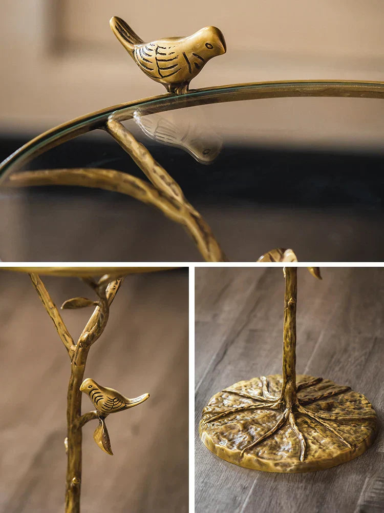 DecorBites™ Brass Bird Side Table | Creative Tea Table | Balcony & Living Room Decor