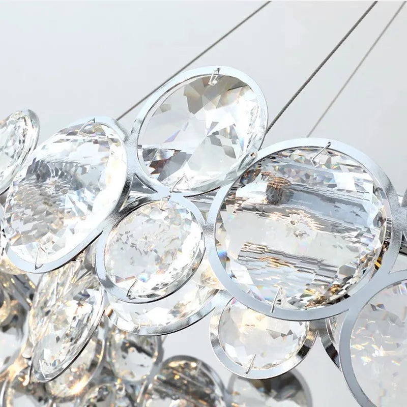 DecorBites™ Crystal Chandelier Chrome Ceiling Pendant Light Fixture for Modern Luxury Living Home Décor