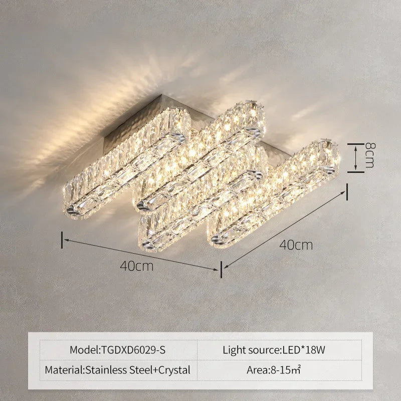 DecorBites™ Crystal Liner Ceiling Chandelier: Modern Luxury Dimmable LED Lighting Fixture