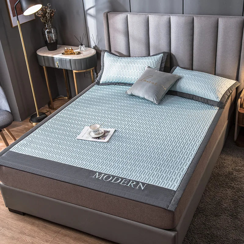 DecorBites™ Cooling Latex Bed Mat | Summer Cool Feel | Thicker & Foldable Queen Mat