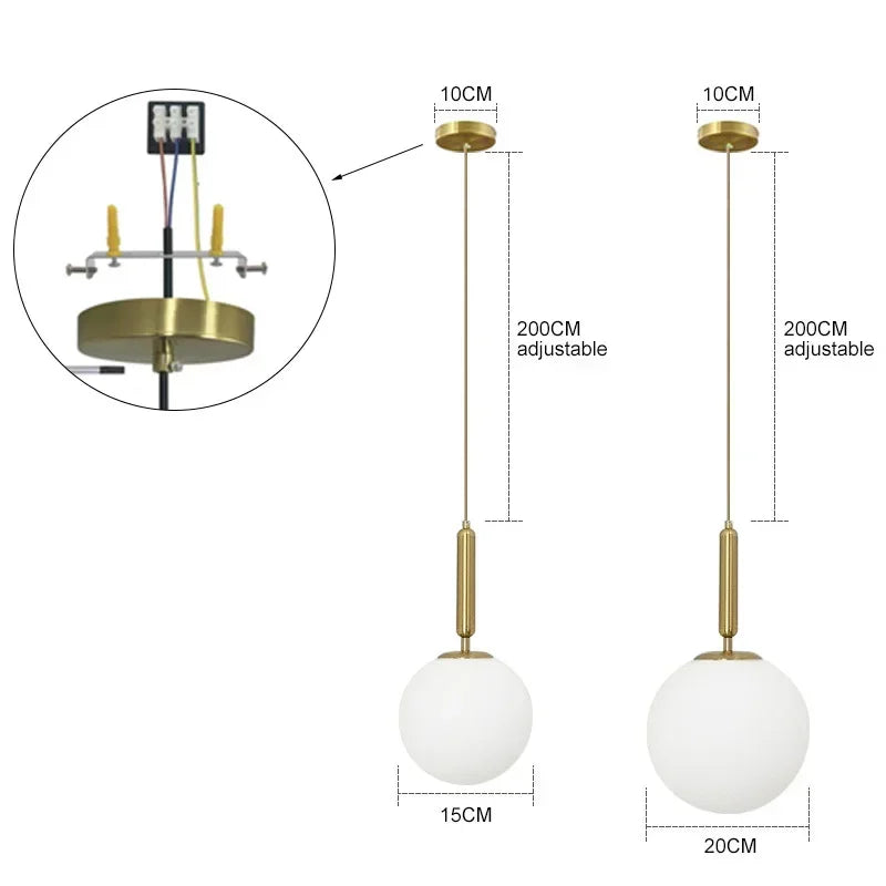 DecorBites™ Glass Ball Pendant Chandeliers for Dining Room Bedroom Lighting