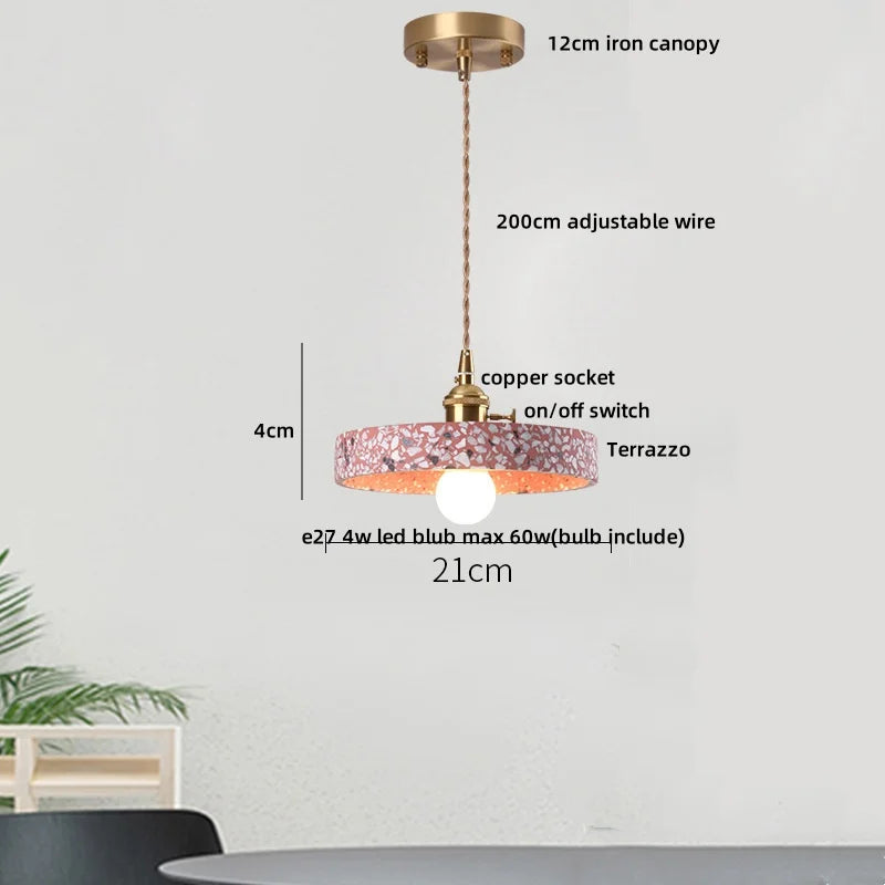 DecorBites™ Black Terrazzo Stone LED Pendant Lamp Modern Nordic Hanging Lights