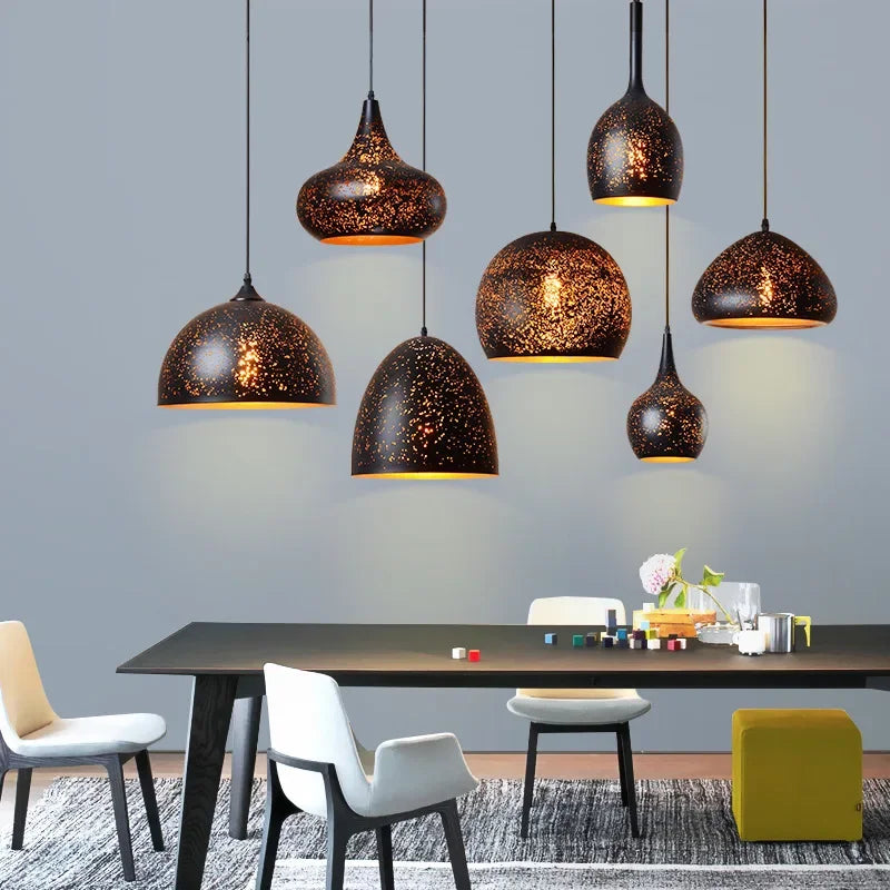 DecorBites™ Etched Iron Chandelier Pendant Light Fixture for Dining and Living Room