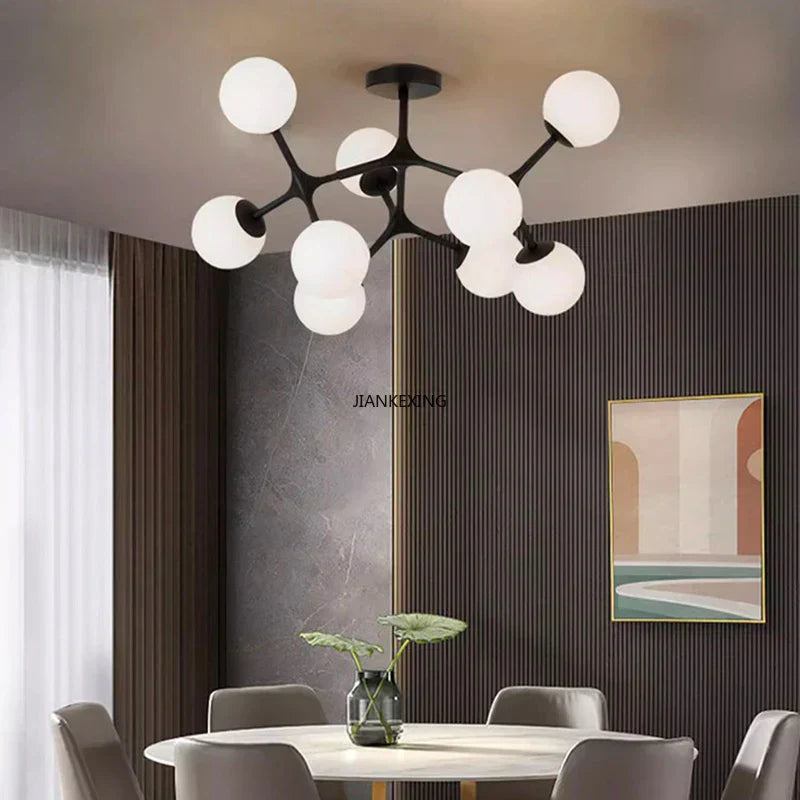 DecorBites™ Glass Ball Ceiling Chandelier: Modern Lighting Fixture for Living Room Bedroom Center Table