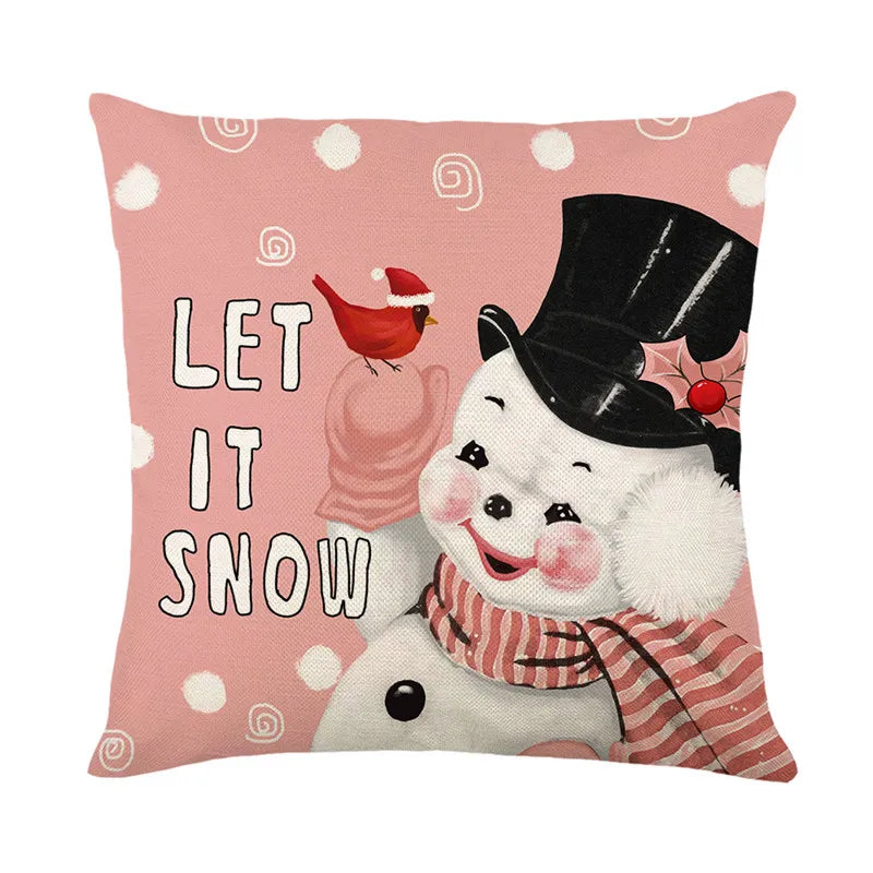 DecorBites™ Christmas Santa Claus Linen Pillowcase - Sofa Cushion Cover, Decorative Living Room Pillow Cover