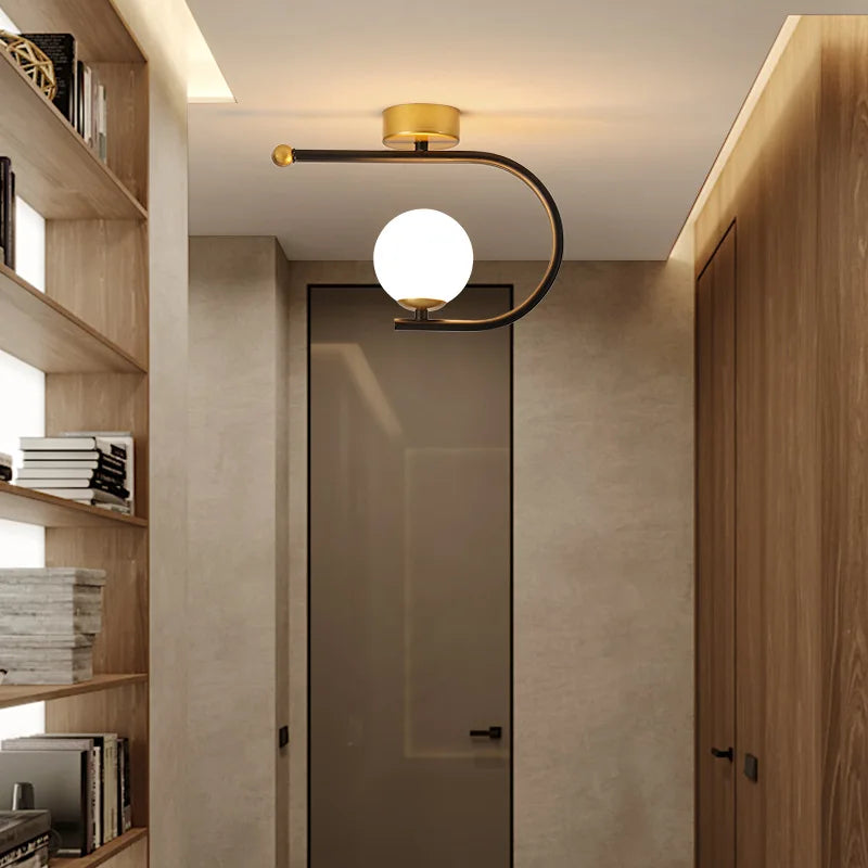 DecorBites™ Gold Glass LED Ceiling Light Simple Home Decor Living Room Bedroom Fixture