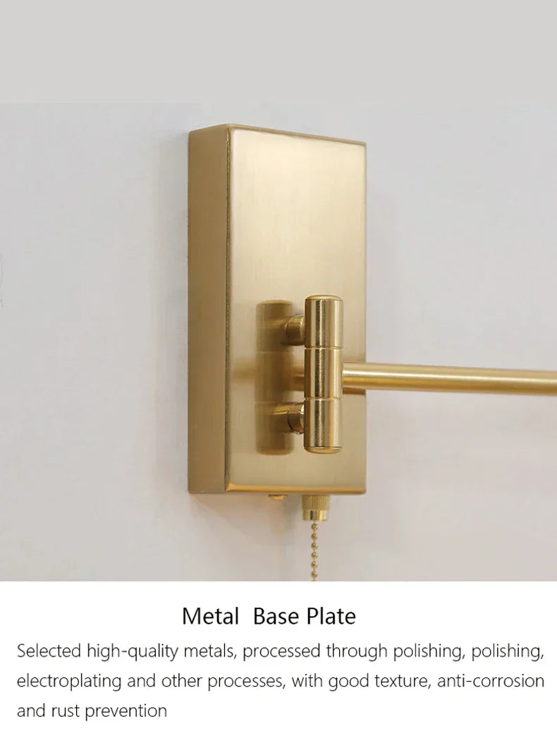 DecorBites™ Brass Swing Arm Wall Sconce Creamic Wall Lights