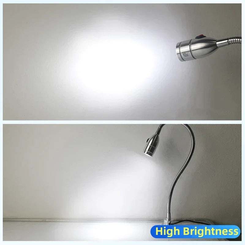DecorBites™ LED Gooseneck Work Light 3W Industrial Hose Lamp with Switch