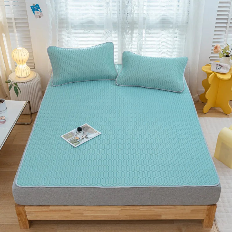 DecorBites™ Cooling Latex Summer Mat Set with Rayon Quilted Sheet & Pillowcase