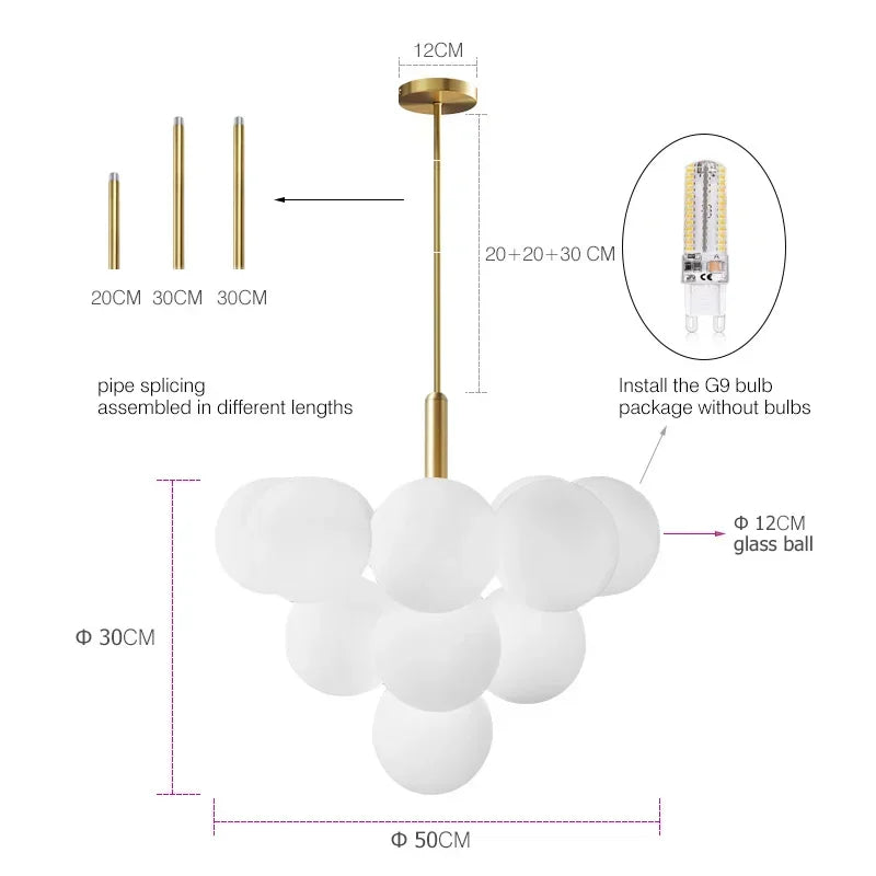DecorBites™ Elegant Glass Chandelier for Living Room Dining Decor