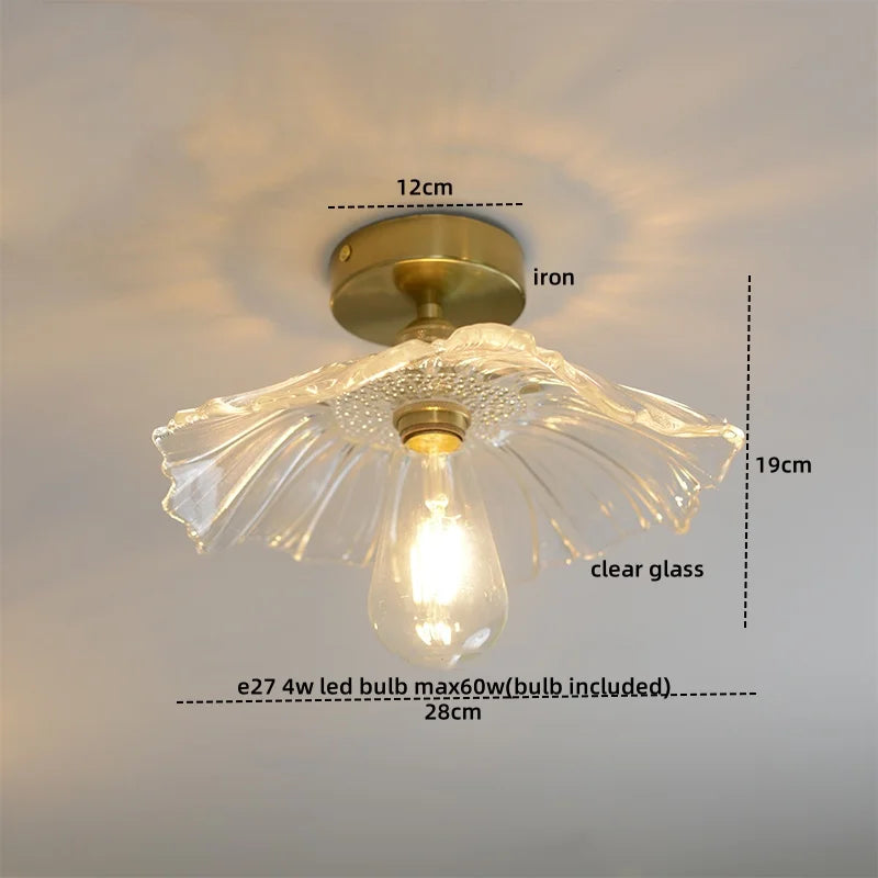 DecorBites™ Amber Glass LED Ceiling Lights Modern Home Lighting Copper Socket