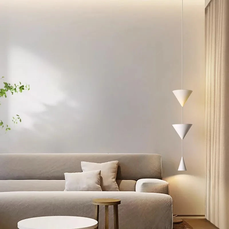 DecorBites™ Cone Long LED Pendant Chandelier for Modern Bedroom, White/Black Variant
