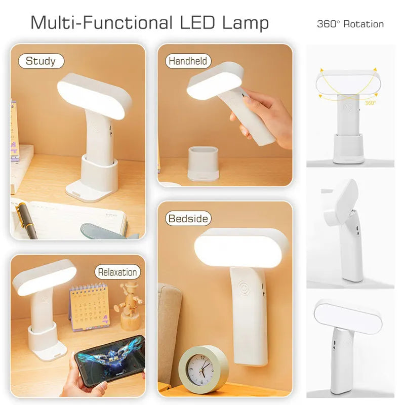 DecorBites™ LED Nightlight: Rechargeable 3-Color Table Lamp & Handheld Light
