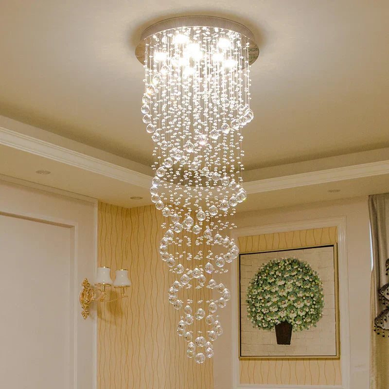DecorBites™ Crystal LED Chandelier for Modern Luxury Staircase, Bedroom, and Hotel Lighting