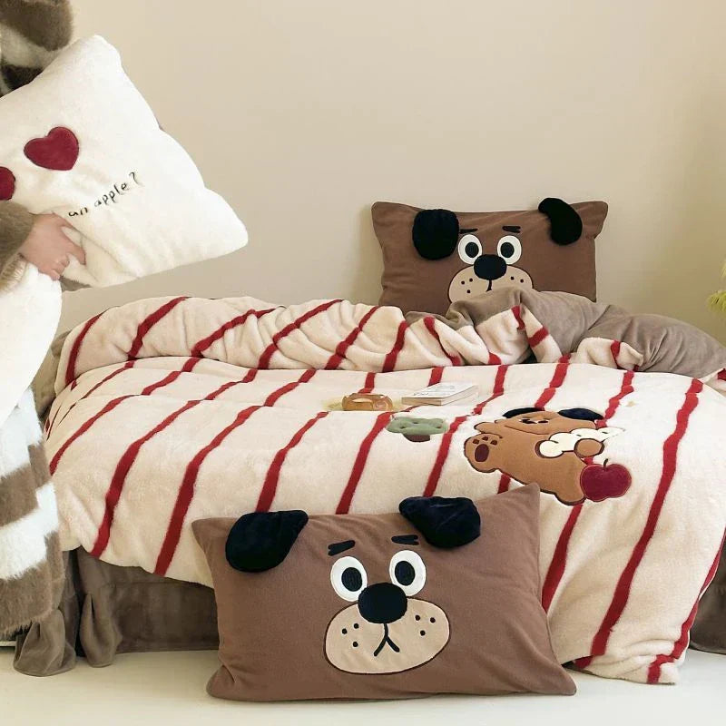 DecorBites™ Cozy Autumn Winter King Size Duvet Set with Velvet Blanket Cover