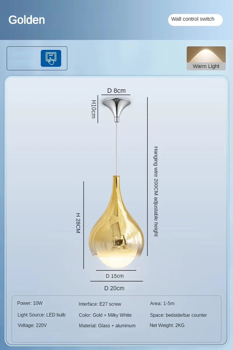 DecorBites™ LED Water Droplet Ceiling Chandelier - Modern Bedroom Pendant Lamp