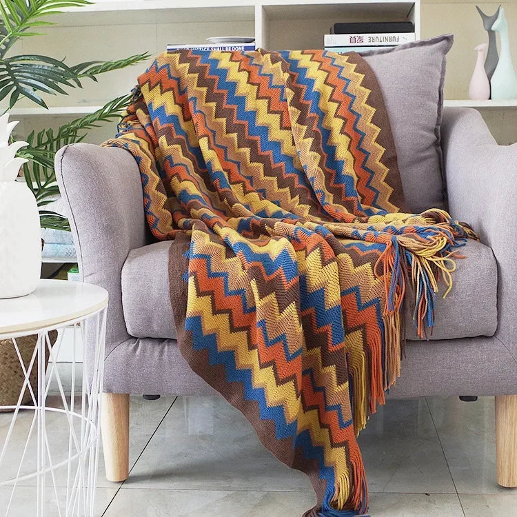 DecorBites™ Knitted Striped Sofa Blanket