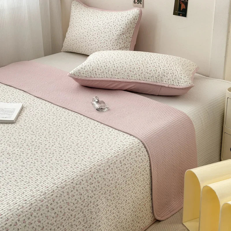 DecorBites™ Double-Sided Cotton Bed Cover Quilted Tatami Mat, Soft & Anti-Slip Mattress