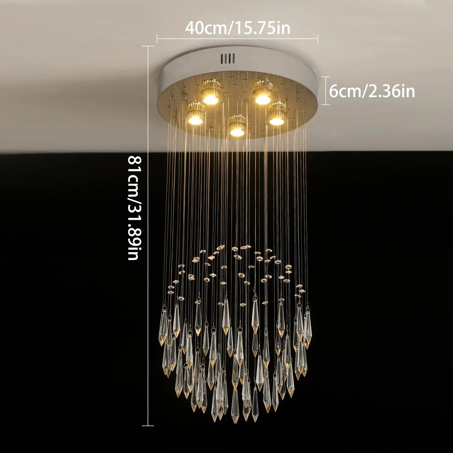 DecorBites™ Crystal Ring Pendant Chandelier: Modern Ceiling Light for Living & Dining Room