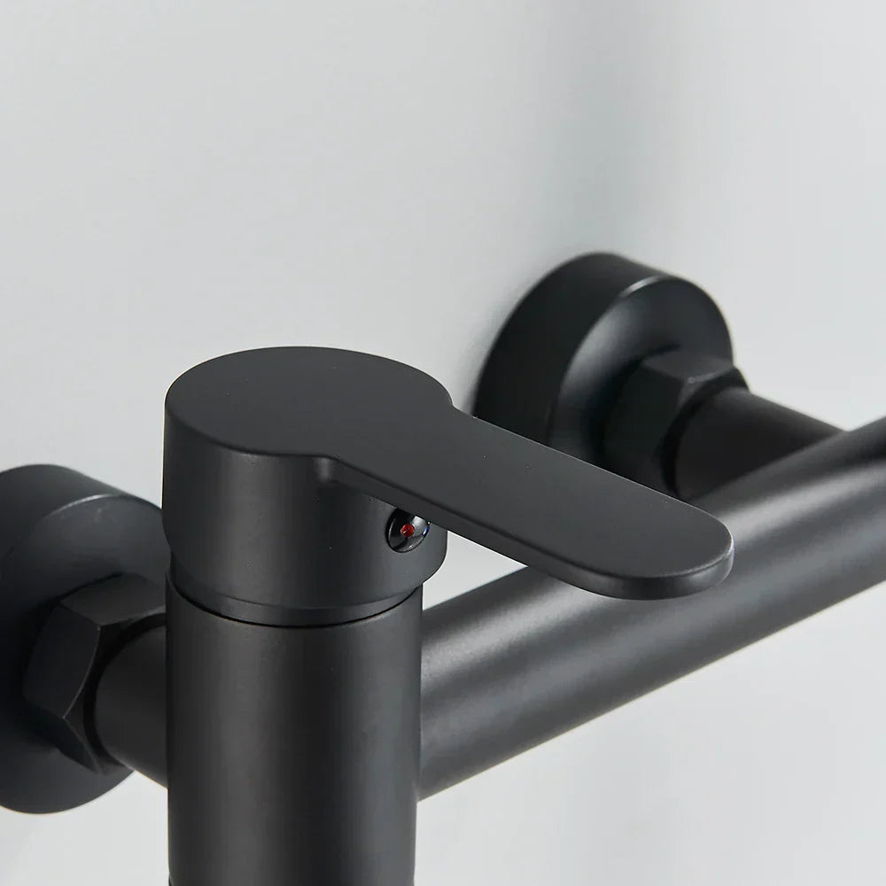 DecorBites™ Black Wall Mount Waterfall Tub Shower System Faucet