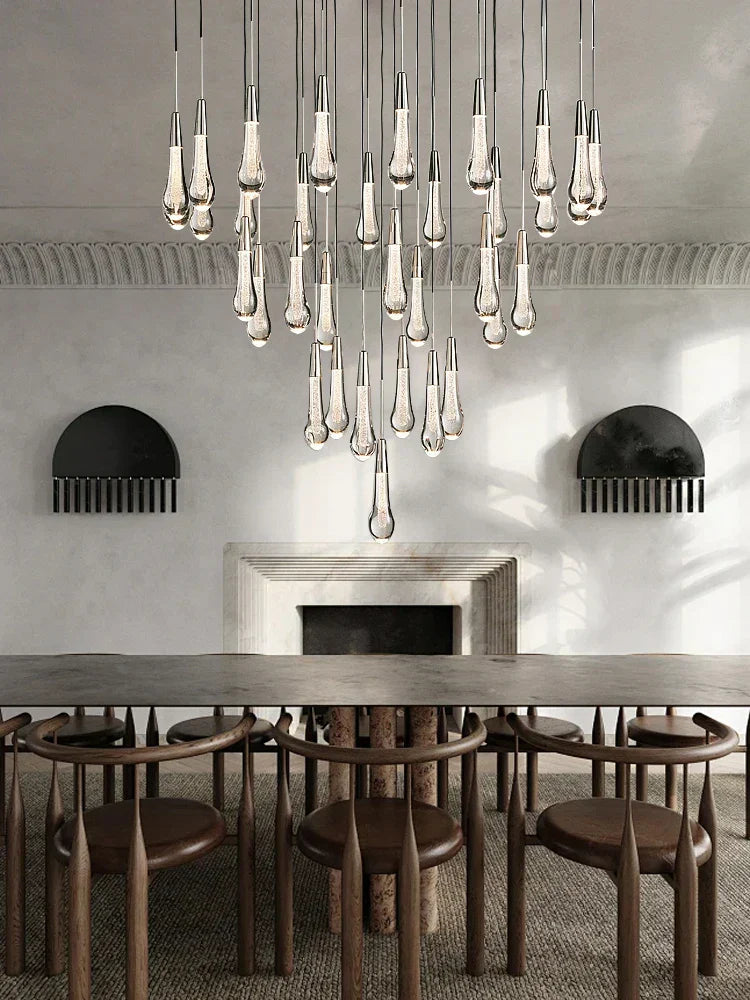 DecorBites™ Crystal Water-drop Ceiling Chandelier: Elegant Dining Table Lighting Fixture