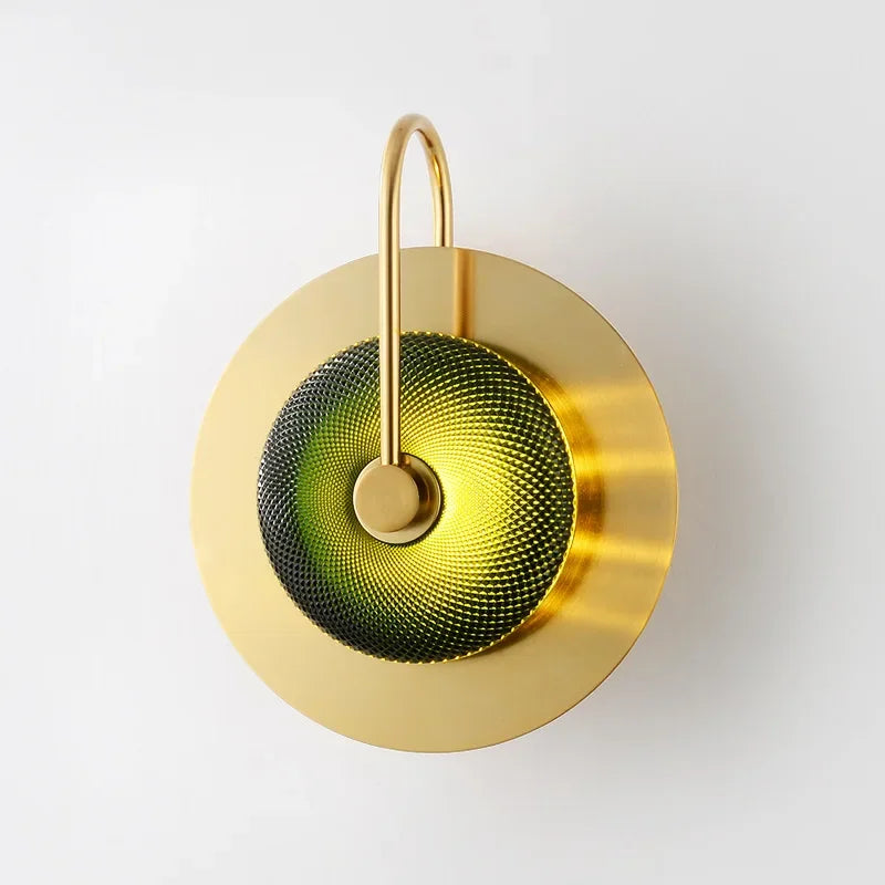 DecorBites™ Green Crystal Wattle Circle Wall Lamp - Nordic Minimalist Art Deco Lights