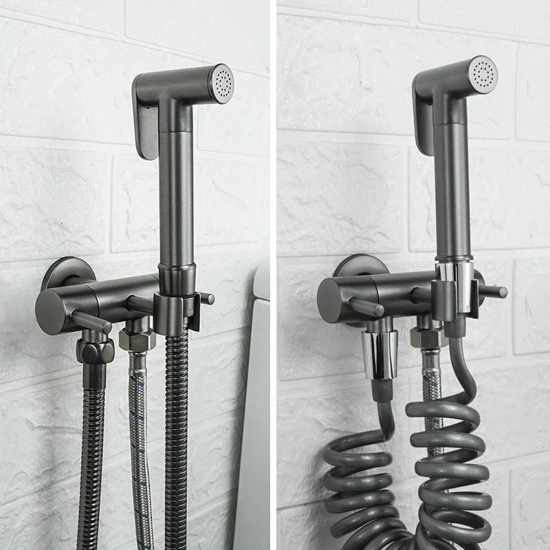 DecorBites™ Brass Bidet Shower Head with Double Outlet Angle Valve