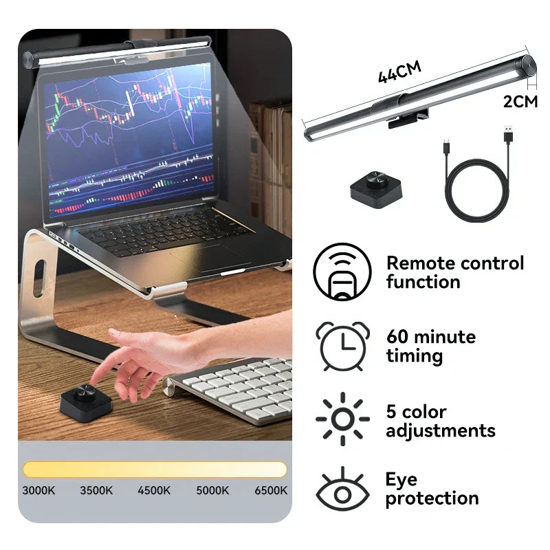DecorBites™ LED Monitor Bar Light for Dimming PC Screen, Stepless RGB Desk Lamp