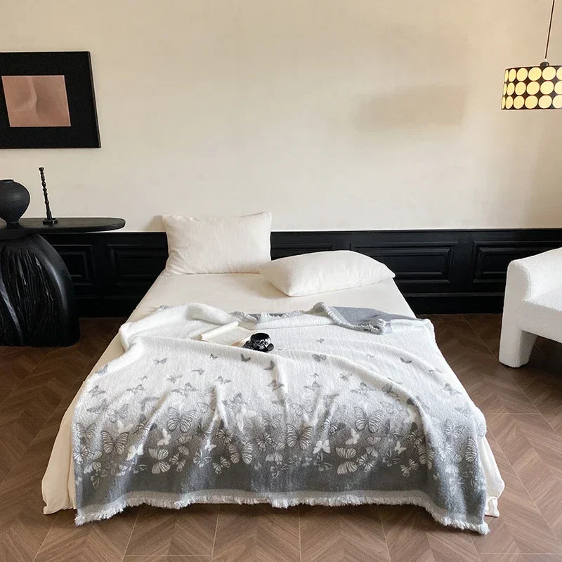DecorBites™ Butterfly Jacquard Imitation Mink Fur Warm Blanket