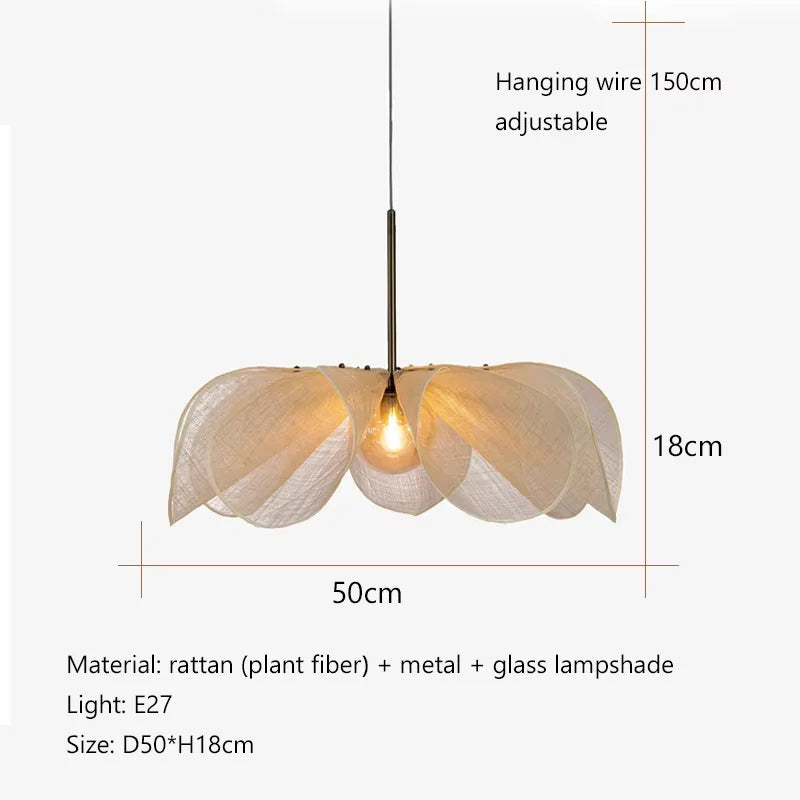 DecorBites™ Bohemian LED Fabric Flower Chandelier for Dining Table Lamp and Room Decor