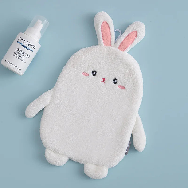 DecorBites™ Cartoon Rabbit Hand Towel: Kids Coral Velvet Quick Dry Microfiber Towel