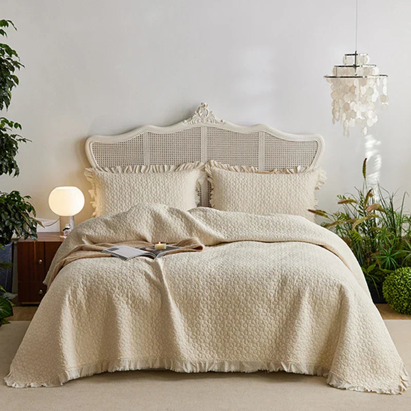 DecorBites™ Cotton Quilted Bedspread Set with Pillowcase - Versatile & Summer-Ready