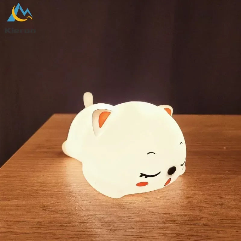 DecorBites™ Cat Silicone LED Night Light with Remote, Rechargeable, Touch Sensor