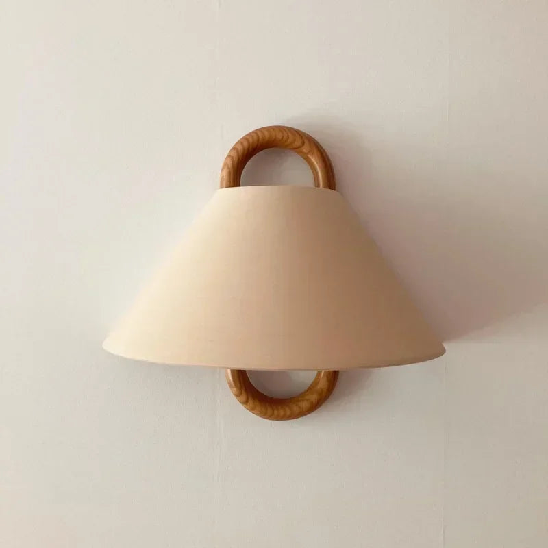 DecorBites™ Beech Wood Wall Lamp: Wabi-sabi Style Fabric Art for Living Room, Bedroom, or Porch