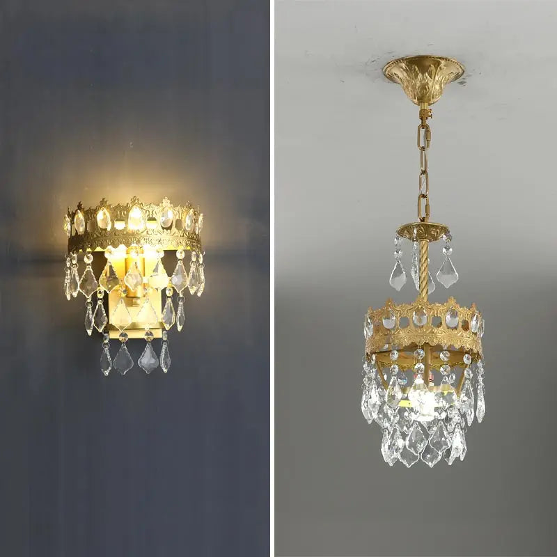 DecorBites™ Copper Crystal Chandelier: Modern Nordic LED Lighting for Home Decor