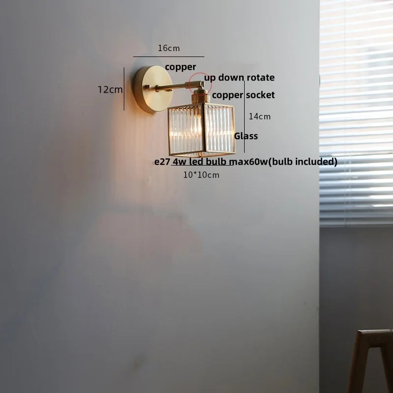 DecorBites™ Crown Glass LED Wall Lights Brass Switch Stair Fixtures