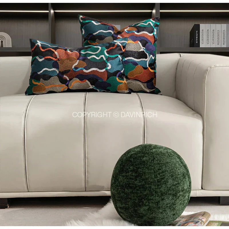 DecorBites™ Geometric Embroidery Abstract Cushion Covers 45x45cm, Modern Home Decor