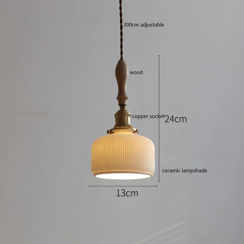 DecorBites™ Ceramic LED Pendant Light: 30CM, Home Decor, Bedroom, Living Room, Dinning, Wood & Copper Socket