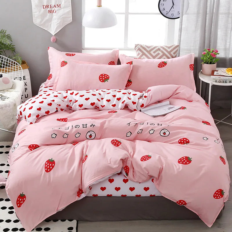 DecorBites™ Cartoon Lattice Floral Geometric Pattern Bedding Set
