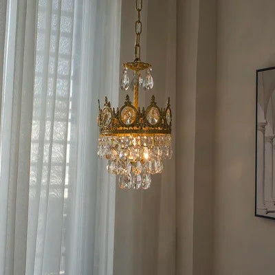DecorBites™ Crown Crystal Chandelier LED Pendant Light for Living Bedroom
