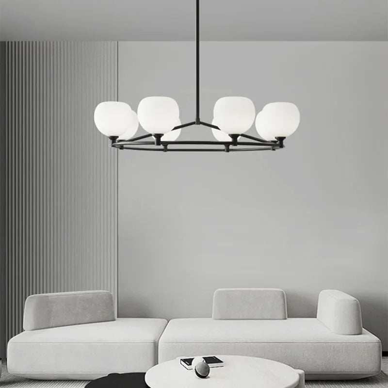 DecorBites™ Brass and White Glass Pendant Lamp with Adjustable Height