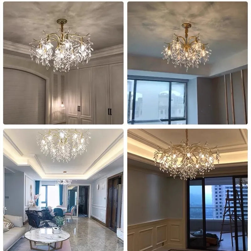 DecorBites™ Crystal Chandelier: Modern Luxe LED Branch Lighting for Living Room and Bedroom.